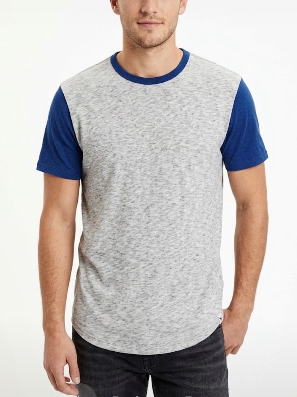 🦅 AEO Active Flex Gray Colour-Block Basic T-Shirt